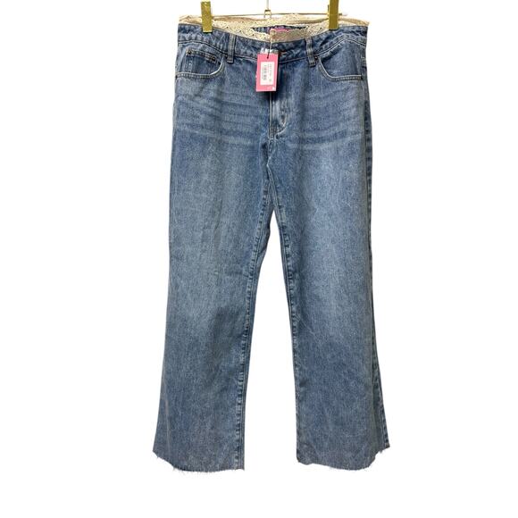 Edikted Karlie XL Lace Trim Jeans NWT High Rise 32 Inseam Y2K Style Women’s - Picture 1 of 9